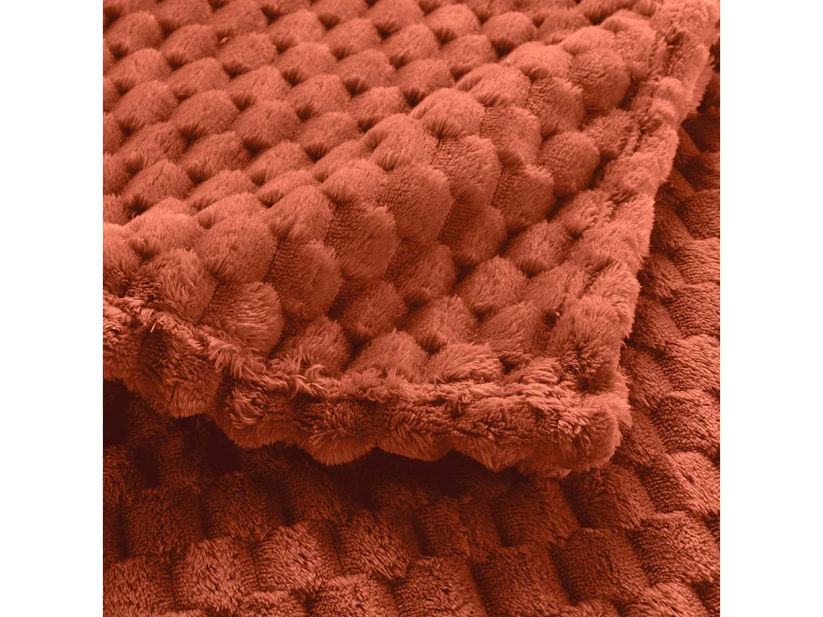 Plaid Flanelle en Relief "Mini Frosty" 125x150cm Terracotta