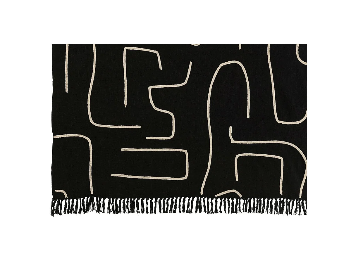 Plaid en Coton "Courbes" 130x180cm Noir