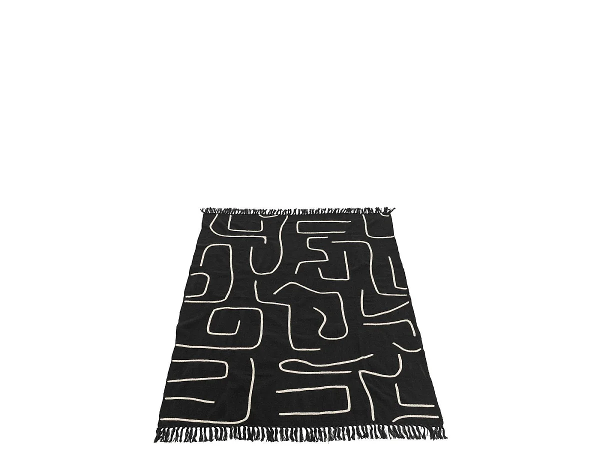 Plaid en Coton "Courbes" 130x180cm Noir