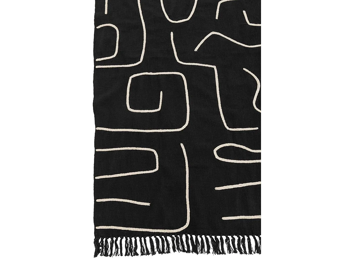 Plaid en Coton "Courbes" 130x180cm Noir
