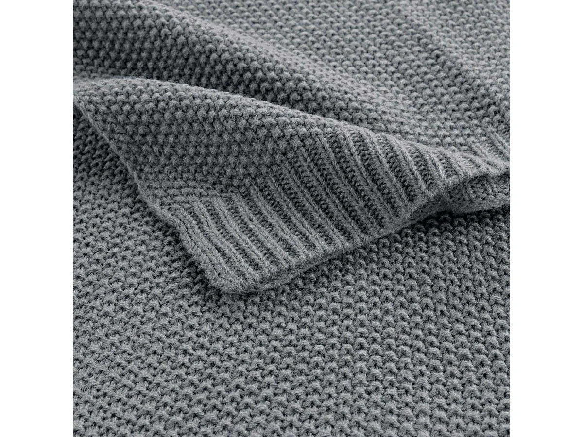 Plaid Déco Uni "Tricotine" 125x150cm Gris