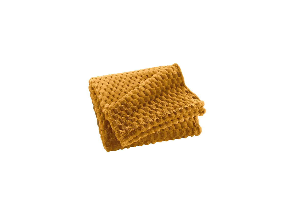 Plaid Flanelle en Relief "Mini Frosty" 125x150cm Ocre