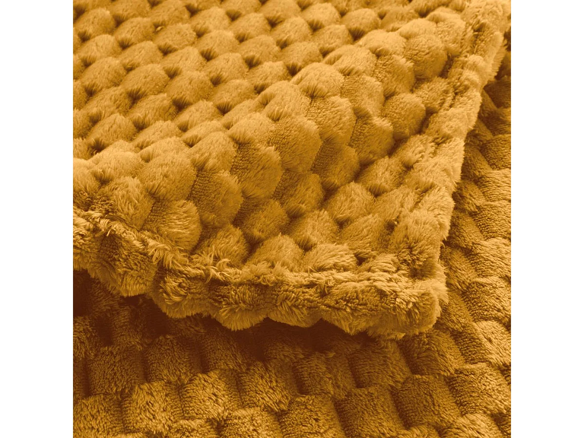 Plaid Flanelle en Relief "Mini Frosty" 125x150cm Ocre
