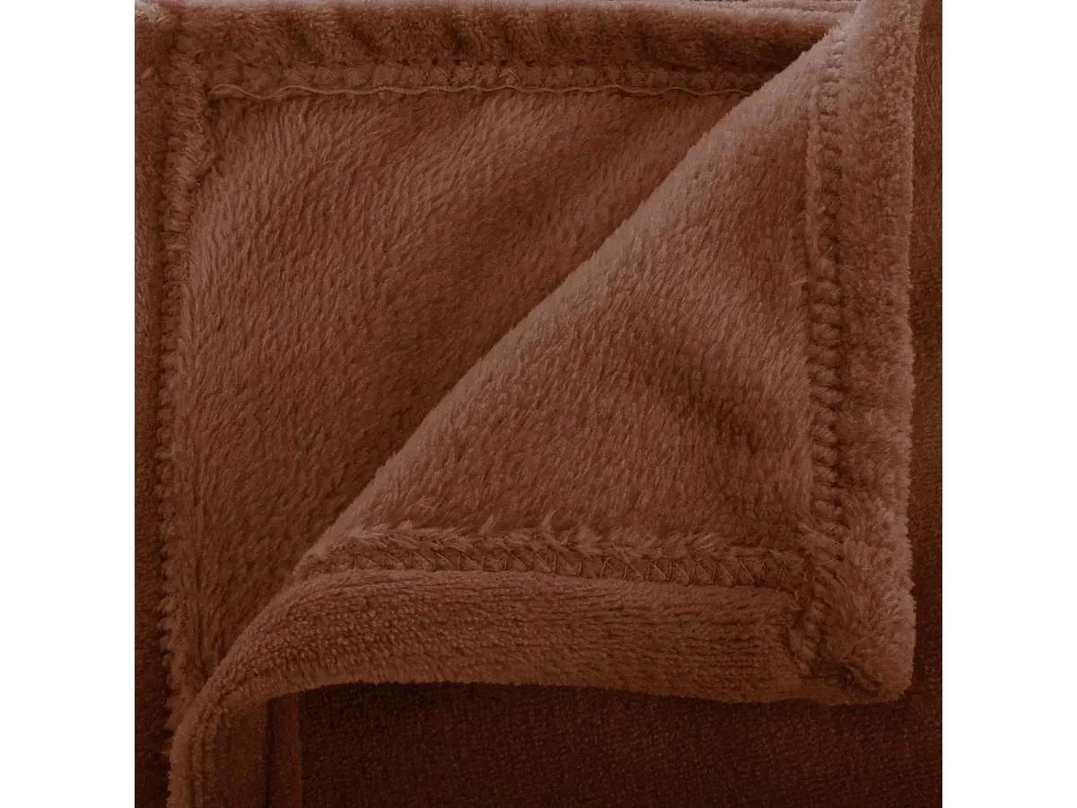 Plaid en Flanelle Uni "Ollis" 130x180cm Marron Tonka