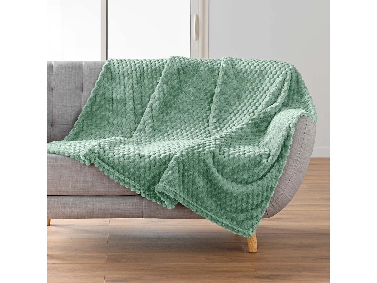 Plaid Flanelle en Relief "Mini Frosty" 125x150cm Sauge