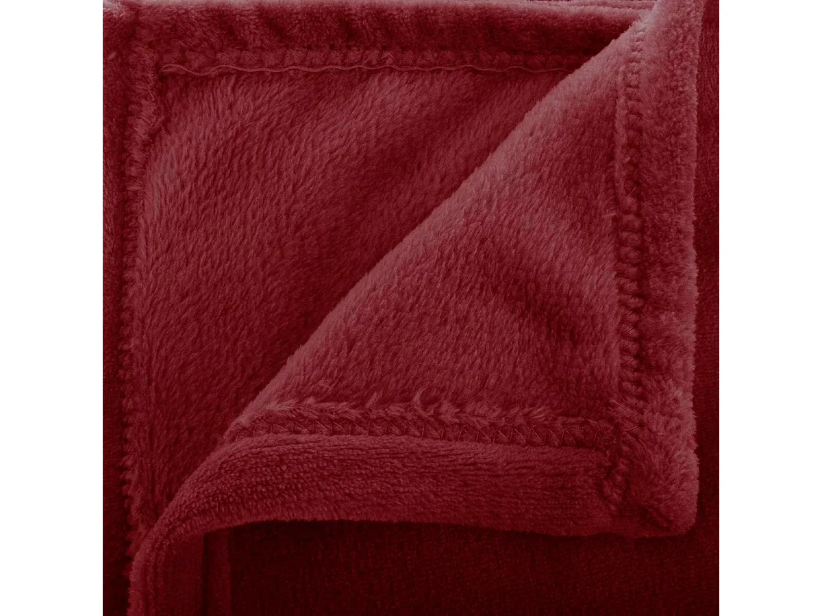Plaid en Flanelle Uni "Ollis" 130x180cm Rouge Grenat