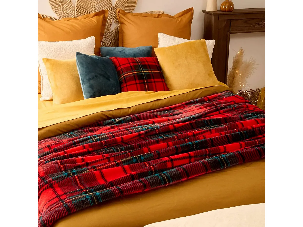 Plaid Tartan en Flanelle "Brody" 130x170cm Rouge