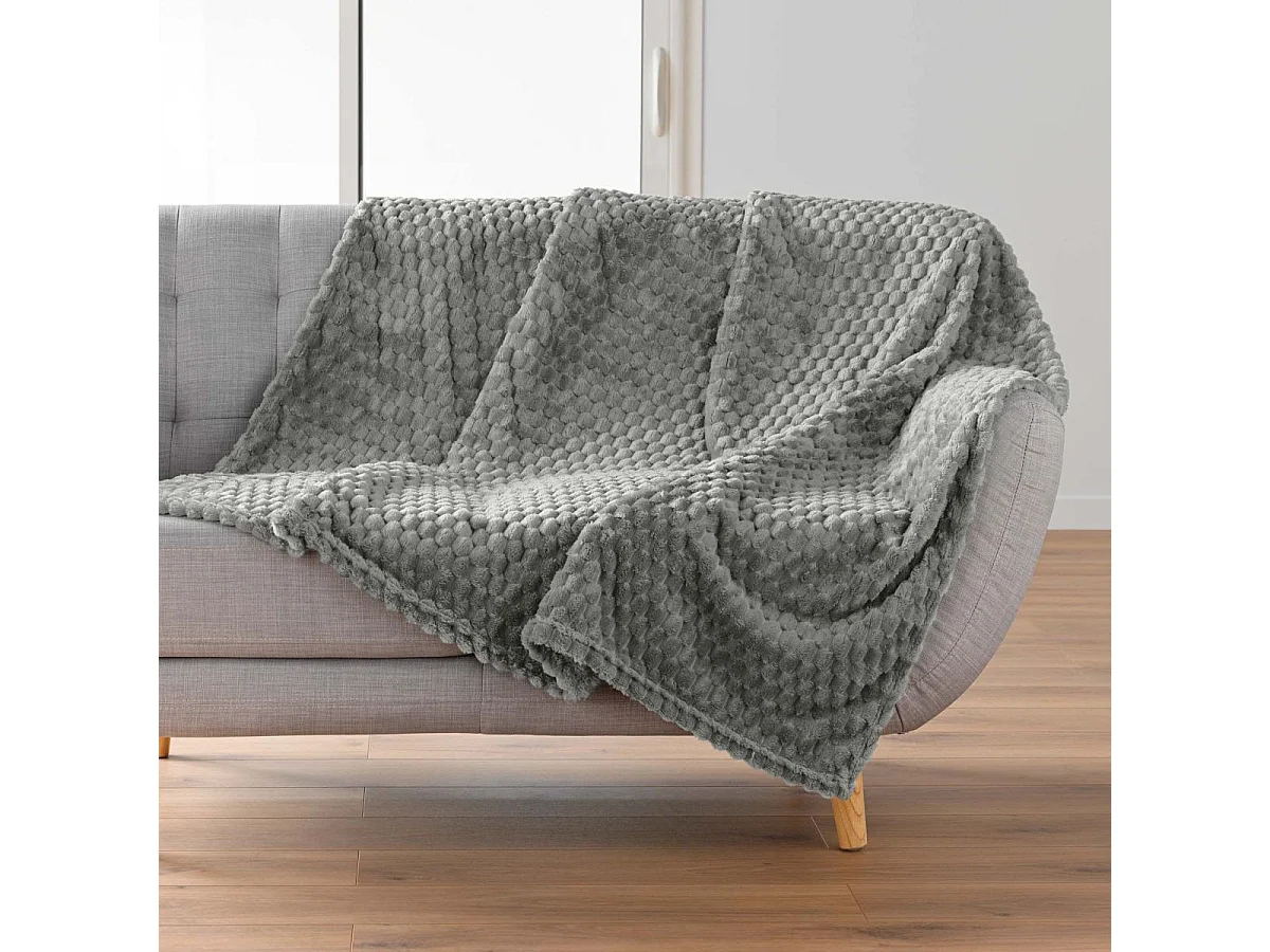 Plaid Flanelle en Relief "Mini Frosty" 125x150cm Gris