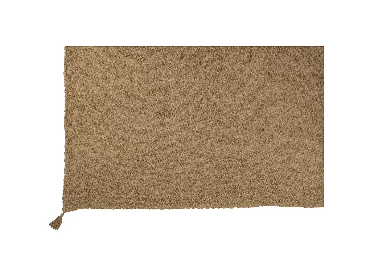 Plaid Uni en Coton "Floches" 130x180cm Beige Foncé