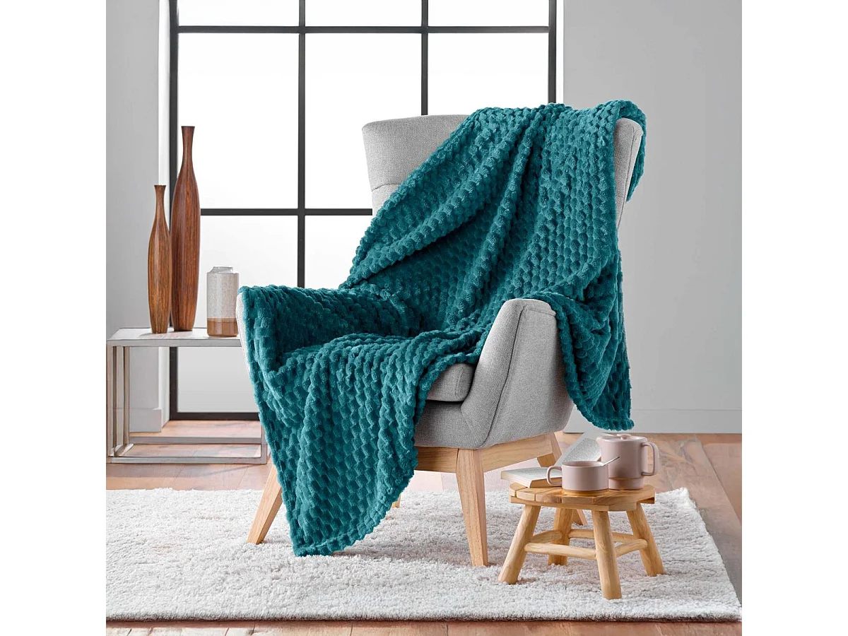 Plaid Flanelle en Relief "Mini Frosty" 125x150cm Bleu