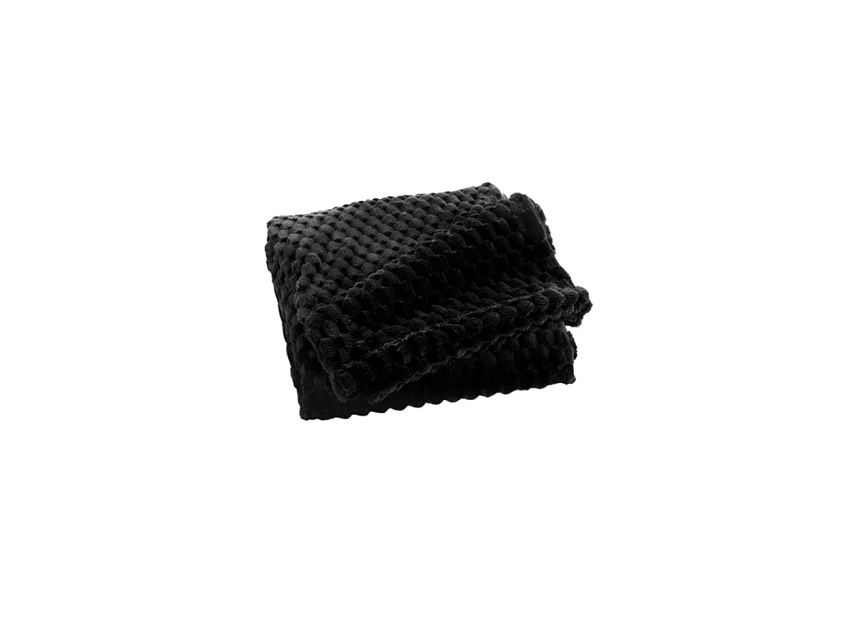 Plaid Flanelle en Relief "Mini Frosty" 125x150cm Noir