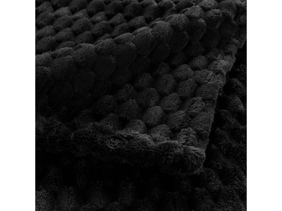 Plaid Flanelle en Relief "Mini Frosty" 125x150cm Noir