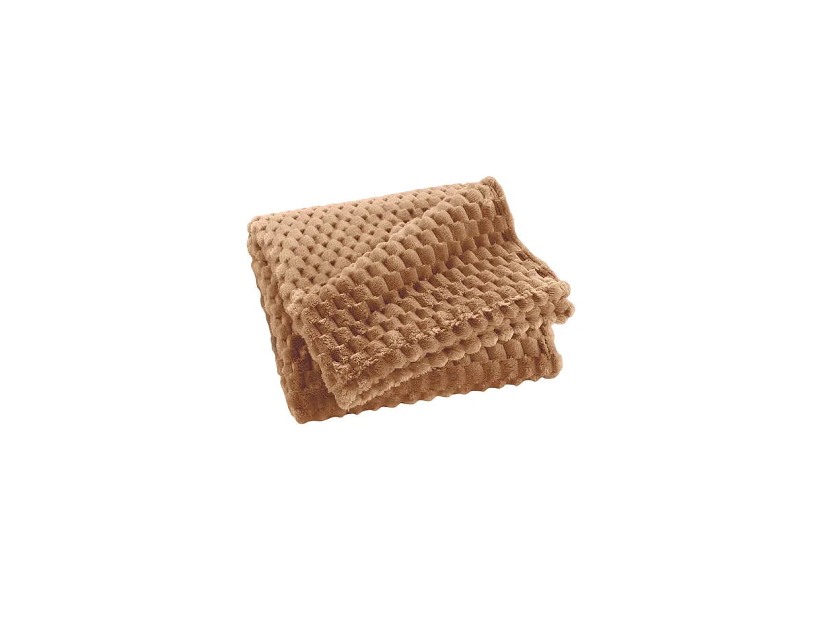 Plaid Flanelle en Relief "Mini Frosty" 125x150cm Camel