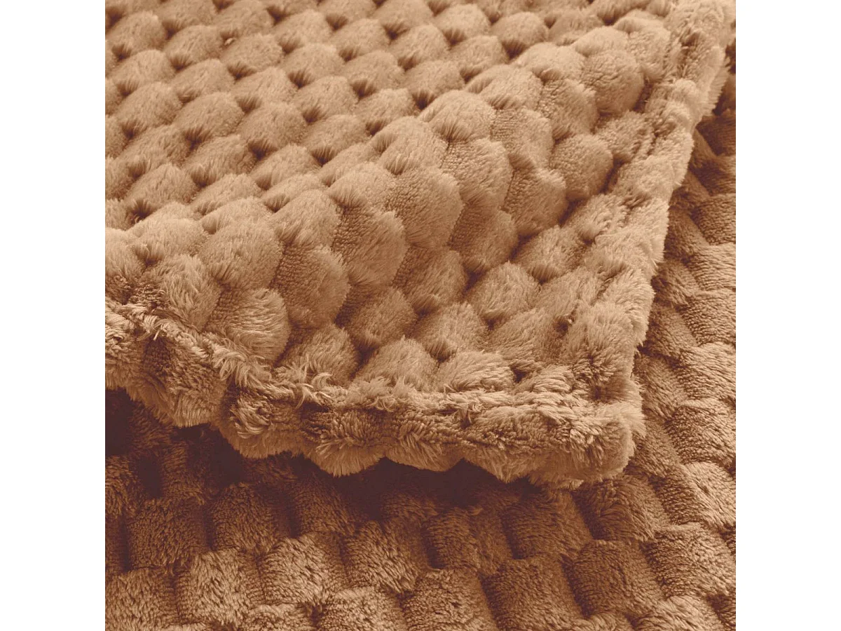 Plaid Flanelle en Relief "Mini Frosty" 125x150cm Camel