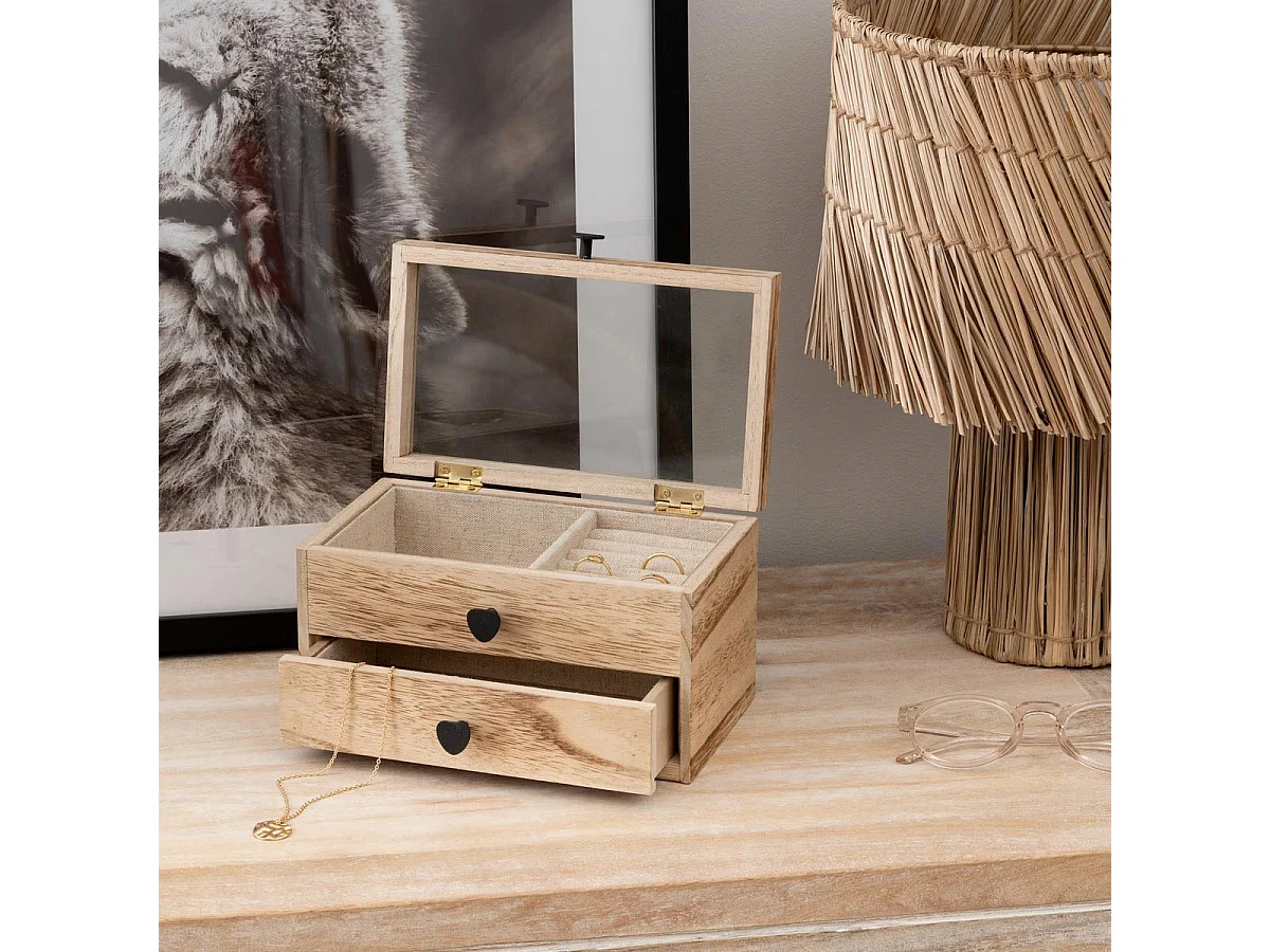 Boîte à Bijoux en Bois "Inuit Dreams" 19cm Naturel