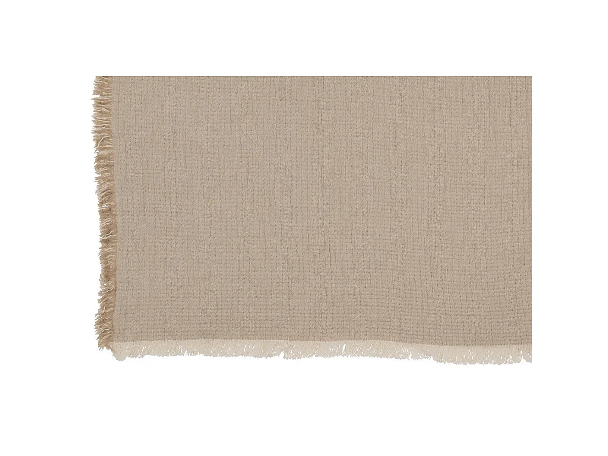 Plaid à Franges "Mousseline" 130x180cm Beige Foncé