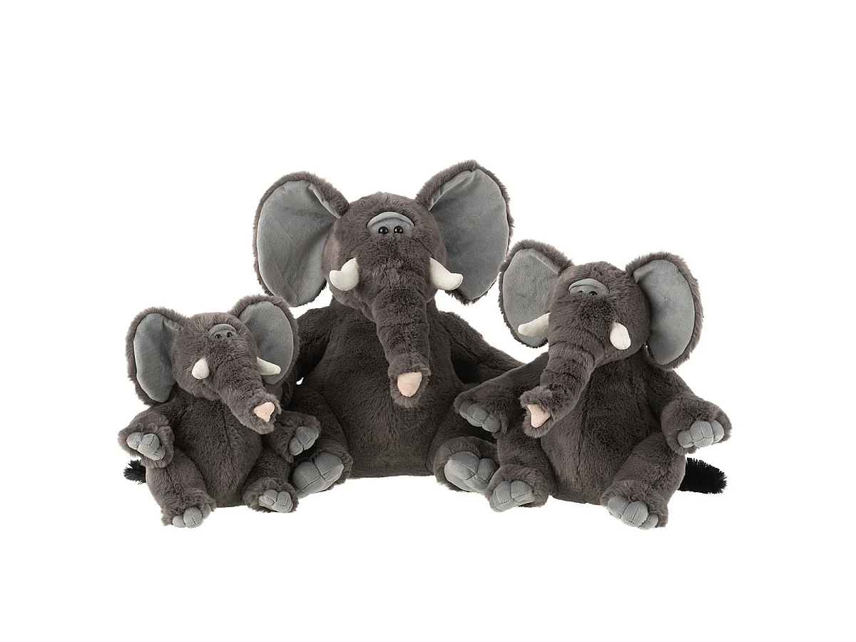 Peluche Éléphant "Trompe" 30cm Gris