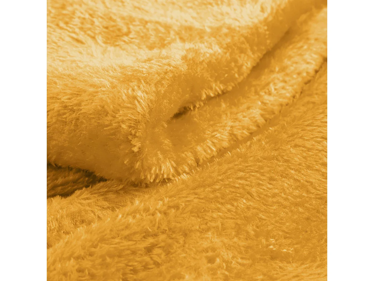 Plaid Uni en Flanelle "Flanou" 180x220cm Ocre
