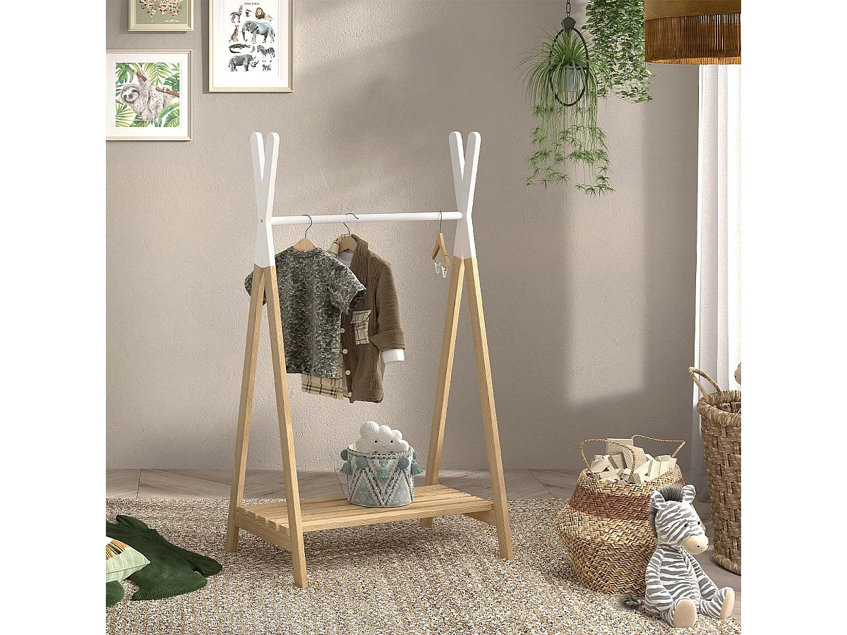 Portant à Vêtements Enfant "Kiddy" 130cm Naturel