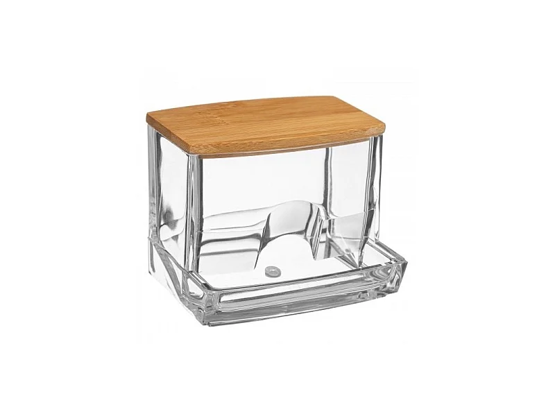 Distributeur de Coton-Tiges Bambou "Selena" 9cm Transparent