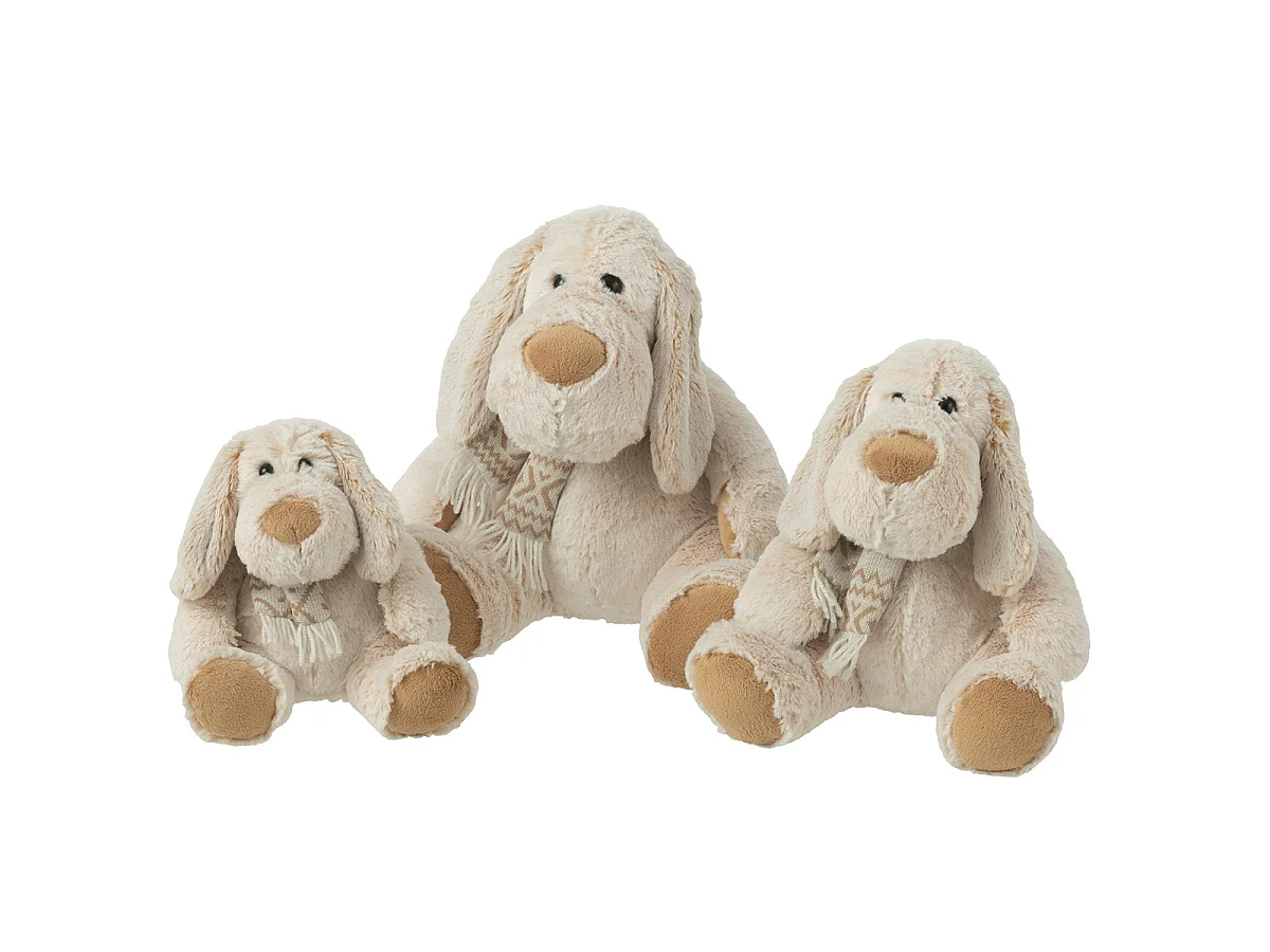 Peluche Chien Assis "Écharpe" 30cm Beige