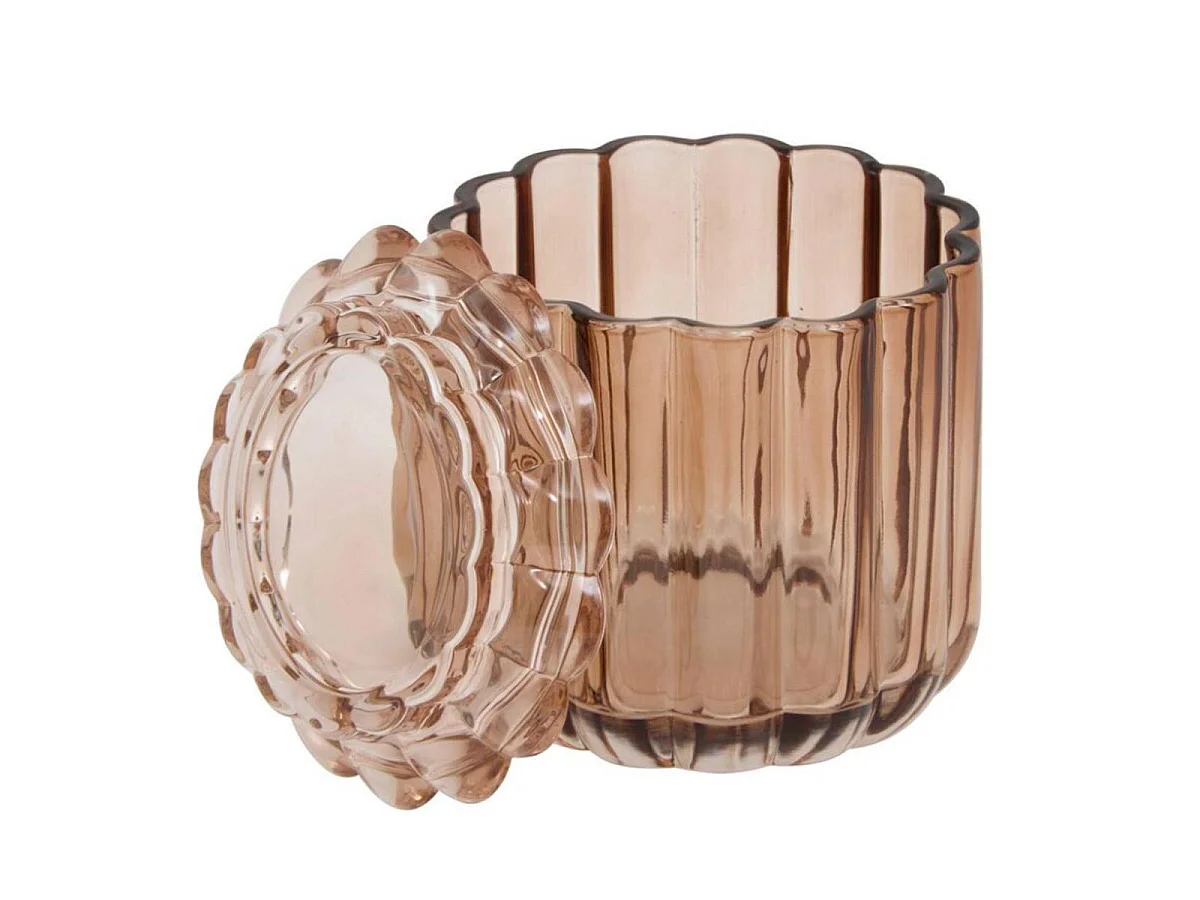 Pot à Coton en Verre "Floréa" 11cm Ambre