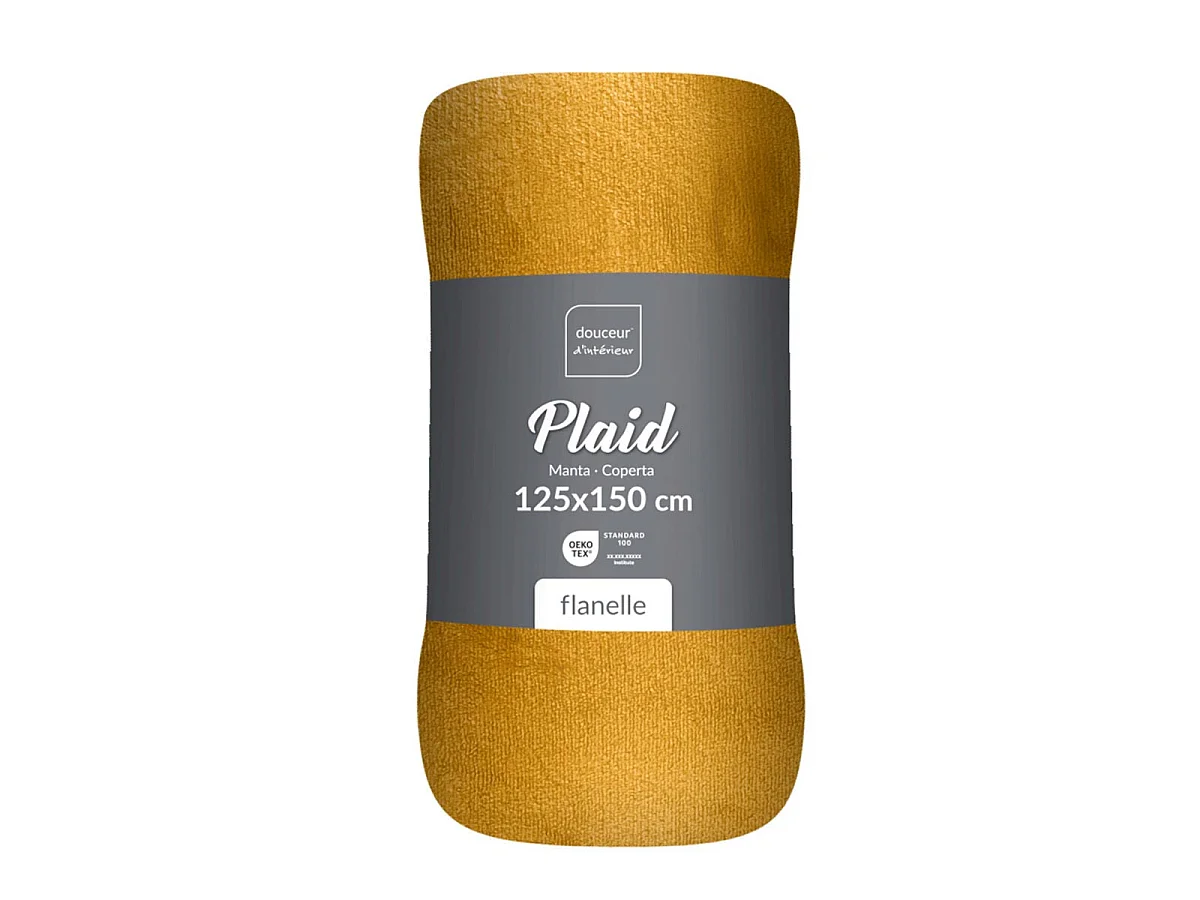 Plaid Uni en Flanelle "Flanou" 125x150cm Ocre