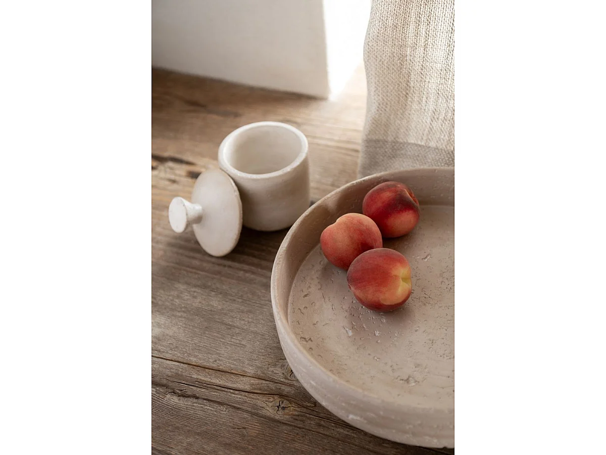 Plateau Déco en Ciment "Olina" 33cm Crème
