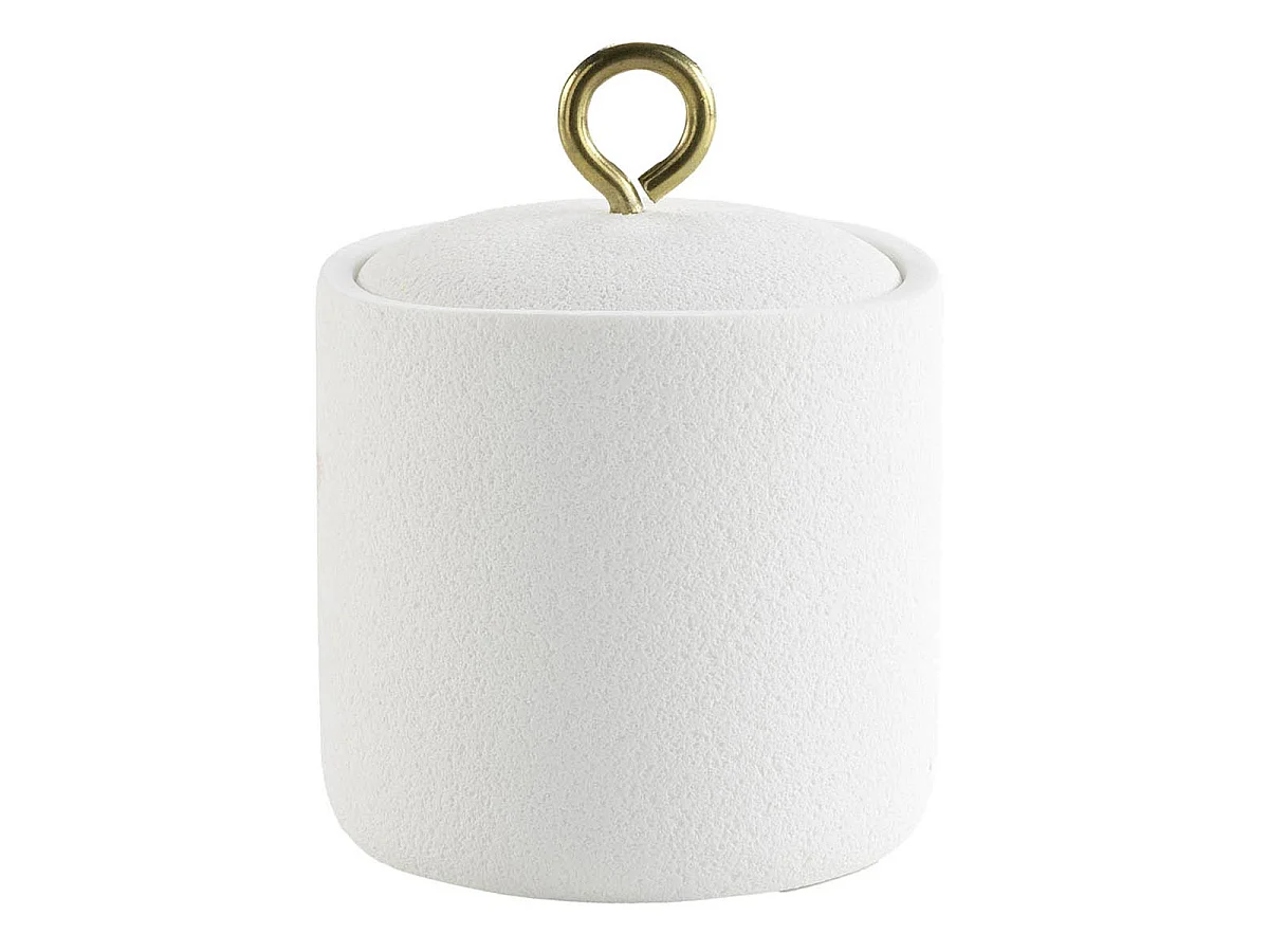 Pot à Cotons en Résine "Aquamarbre" 13cm Blanc