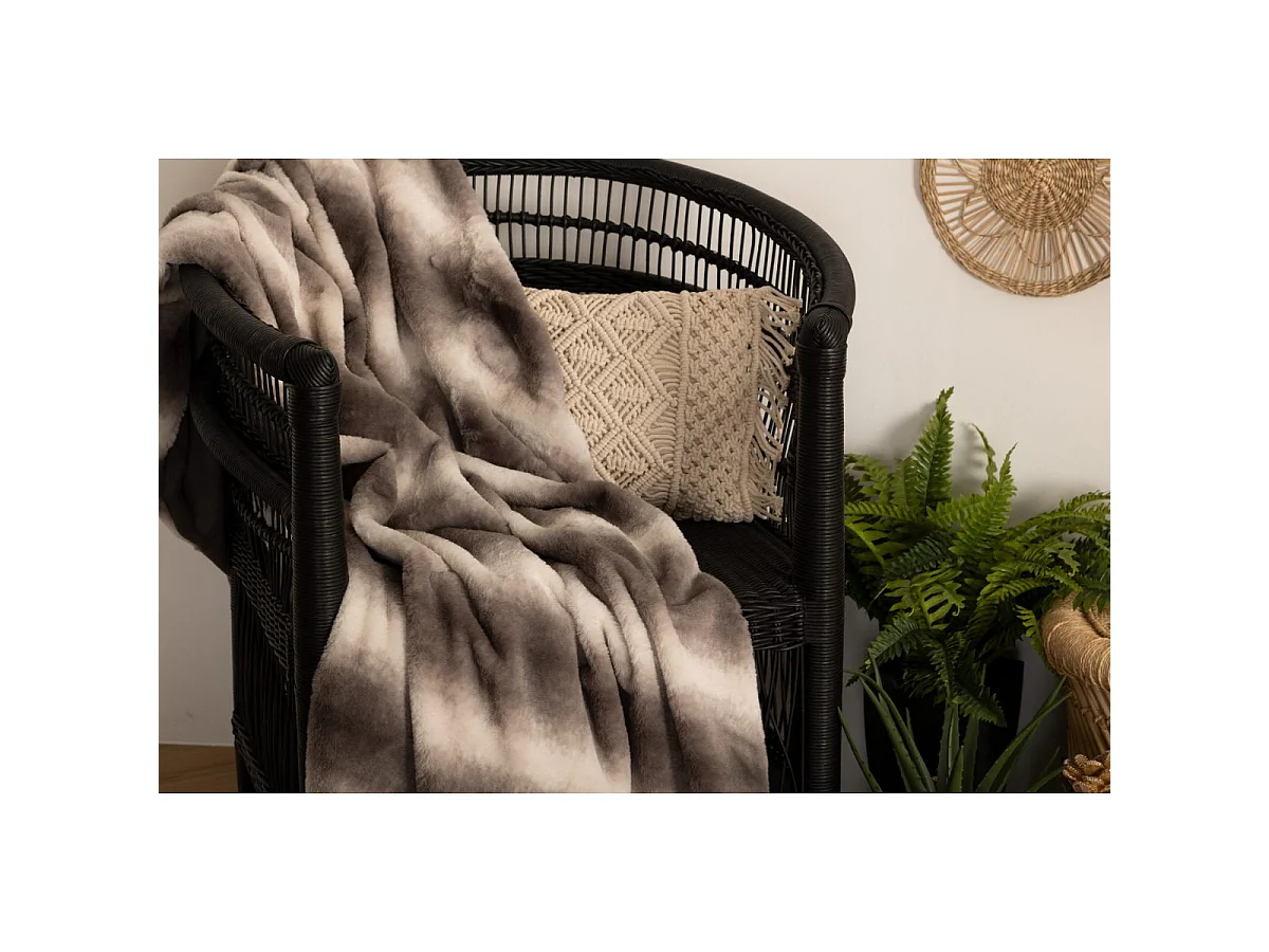 Plaid Imitation Fourrure "Grizzli" 120x160cm Gris