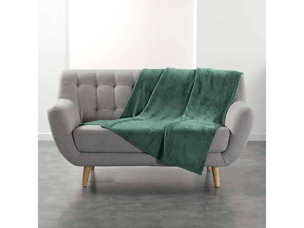 Plaid Uni en Flanelle "Flanou" 125x150cm Vert Cèdre