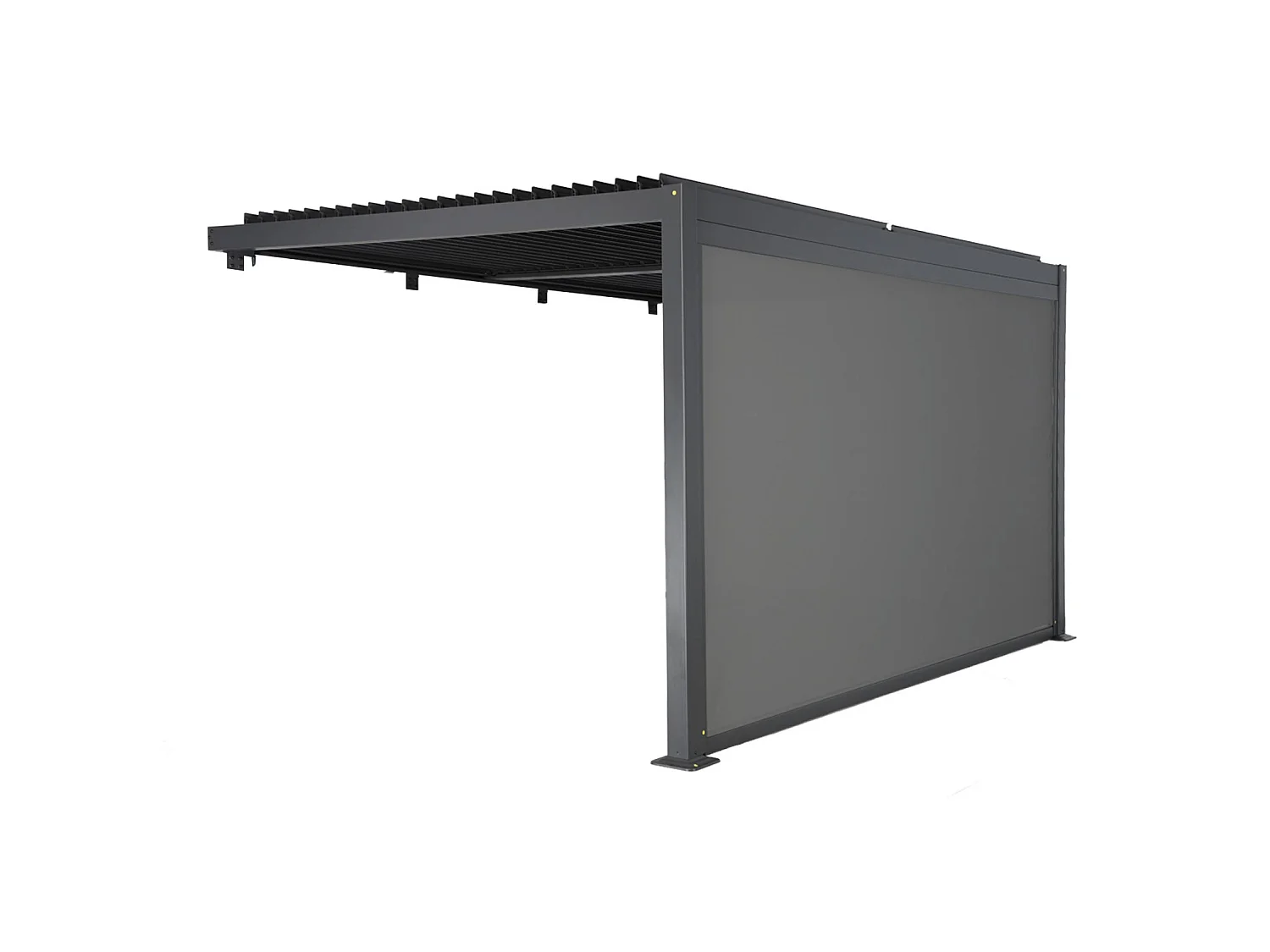 Pérgola bioclimática de aluminio adosada 4x3m + 1 toldo 4m antracita