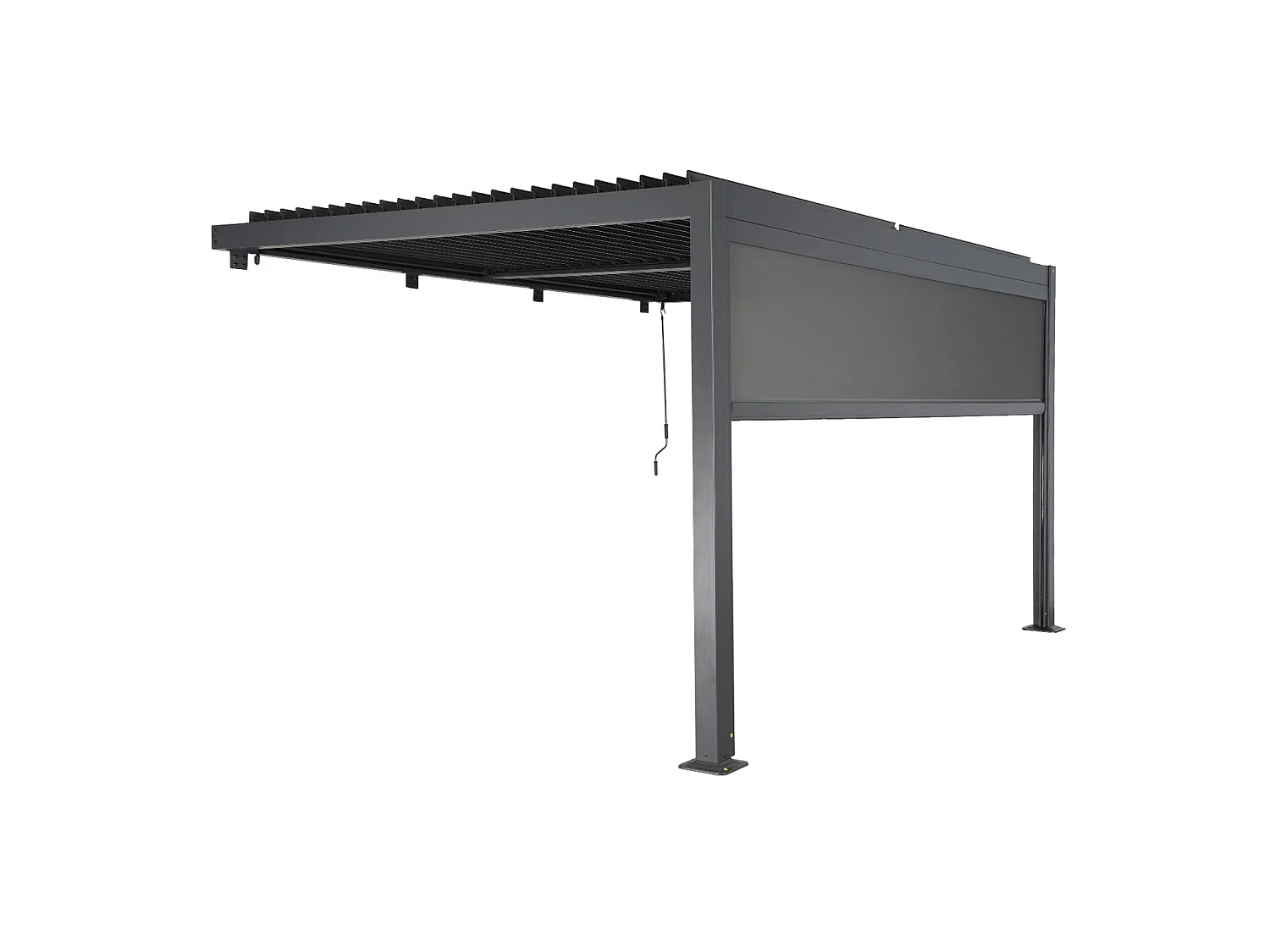 Pérgola bioclimática de aluminio adosada 4x3m + 1 toldo 4m antracita