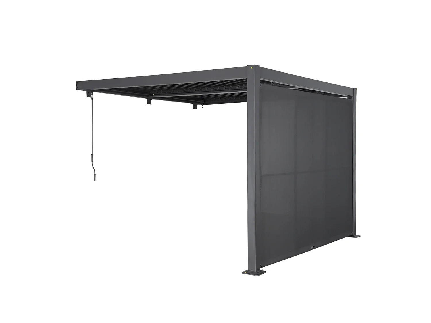 Pérgola bioclimática de aluminio adosada 3x3m + toldo 3m antracita