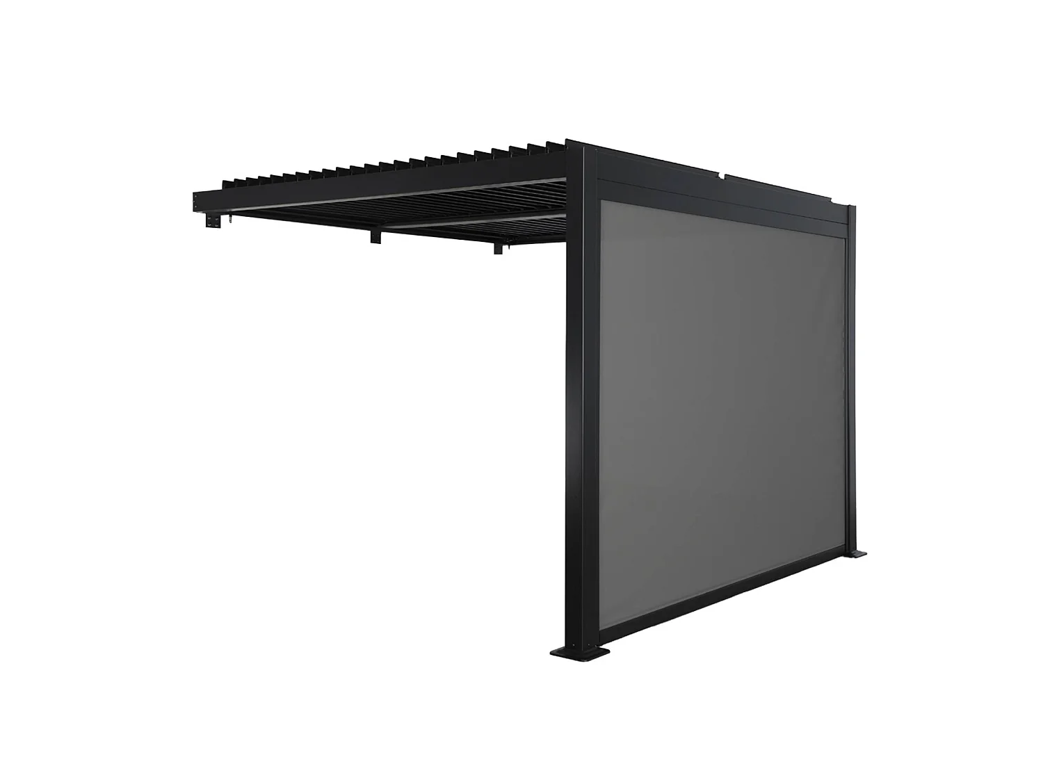 Pergola bioclimatica in alluminio addossata 3x3m + 1 tenda 3m palace,