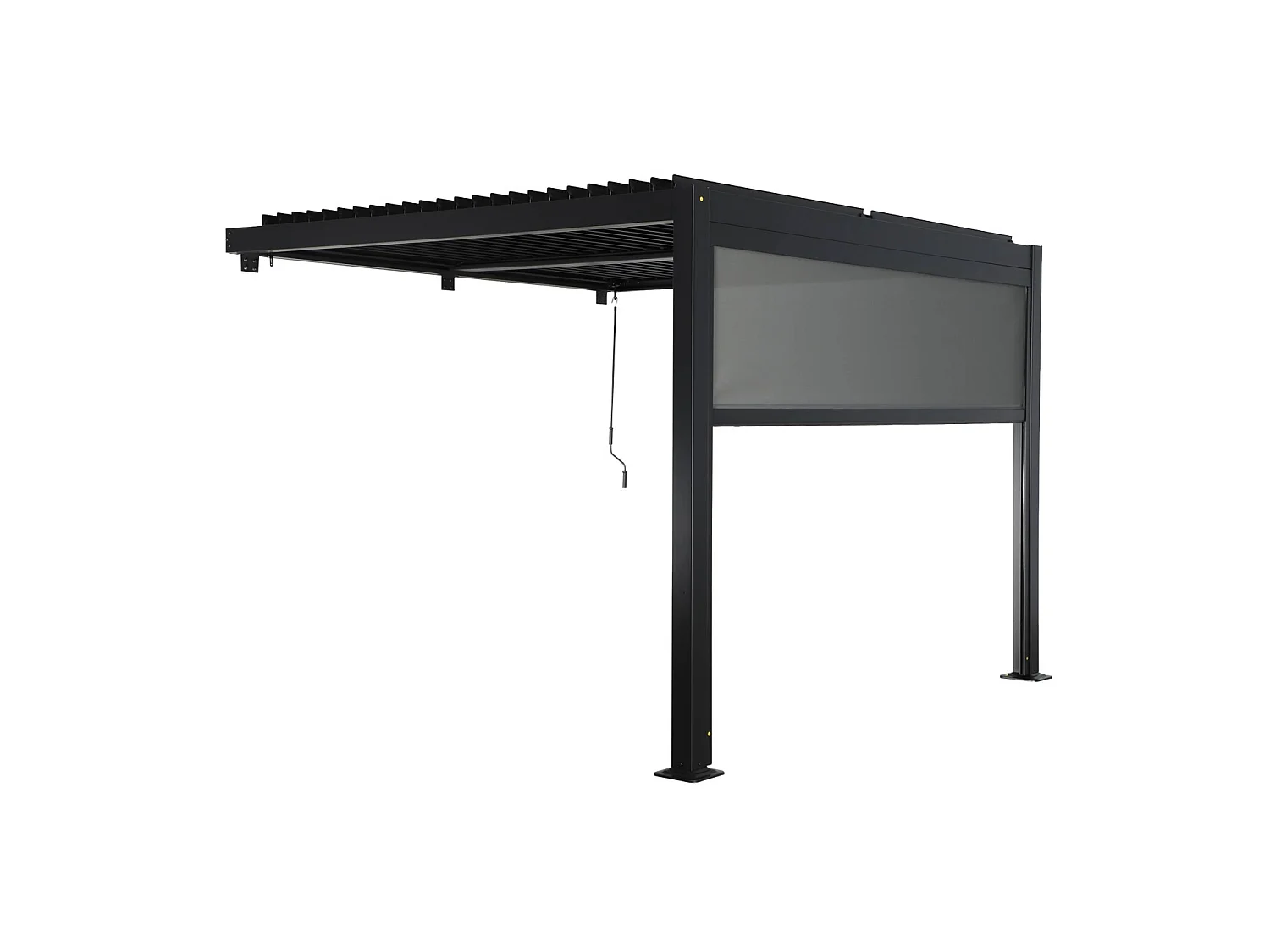Pergola bioclimatica in alluminio addossata 3x3m + 1 tenda 3m palace,