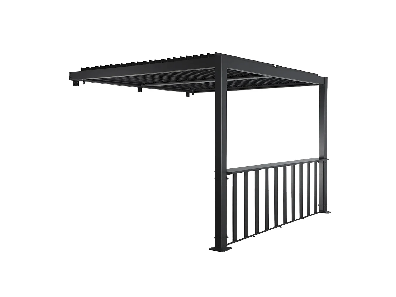 Pérgola bioclimática de aluminio adosada 3x3m + 1 barra 3m antracita