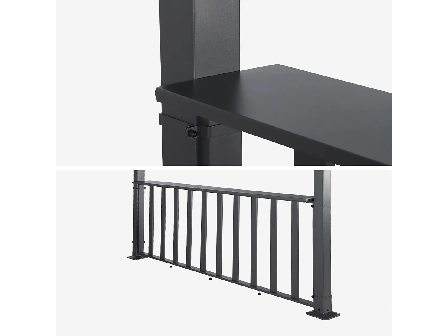 Pérgola bioclimática de aluminio adosada 3x3m + 1 barra 3m antracita