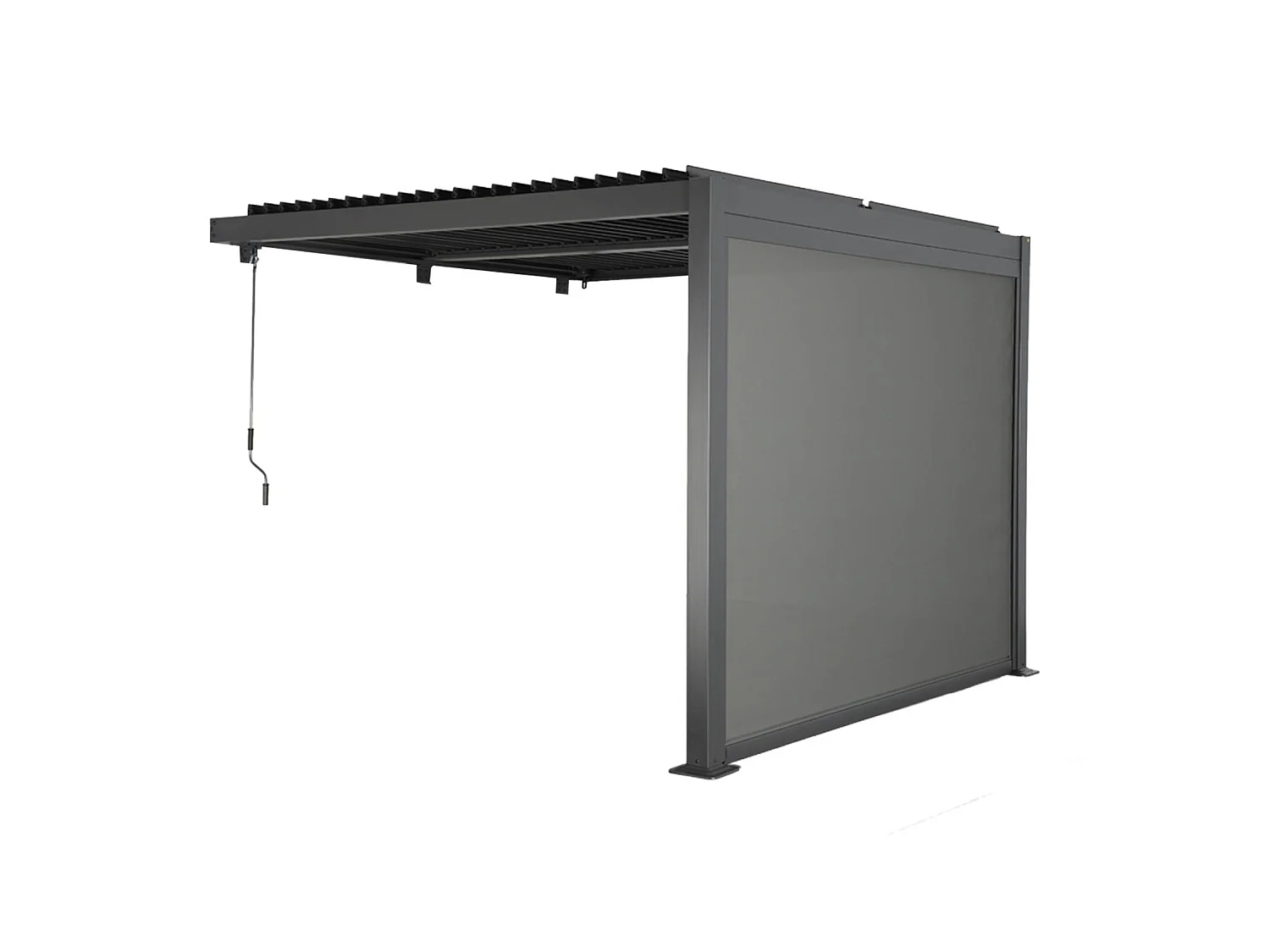 Pérgola bioclimática de aluminio adosada 3x3m + 1 toldo 3m  antracita
