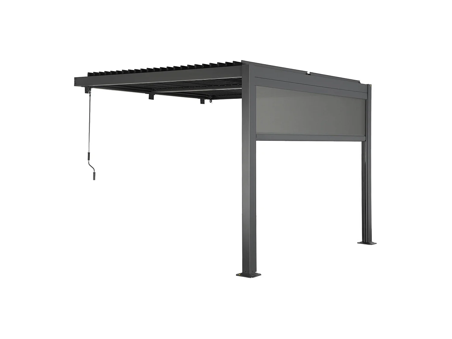 Pérgola bioclimática de aluminio adosada 3x3m + 1 toldo 3m  antracita