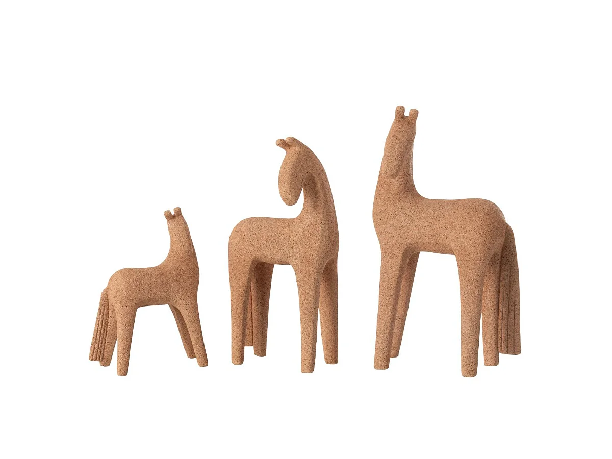 Lot de 3 Statuettes Chevaux "Morris" 31cm Terracotta