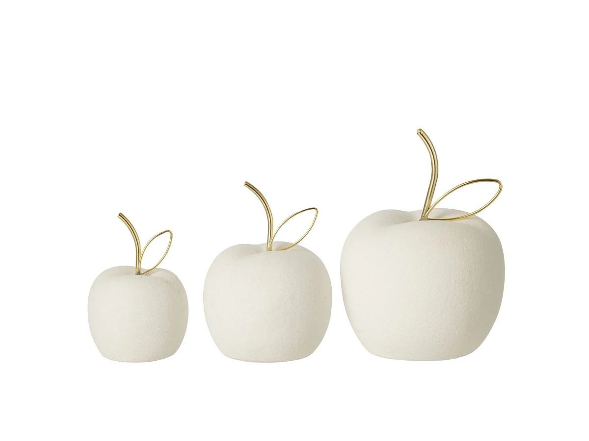 Lot de 3 Pommes Déco "Porcelaine" 15cm Blanc