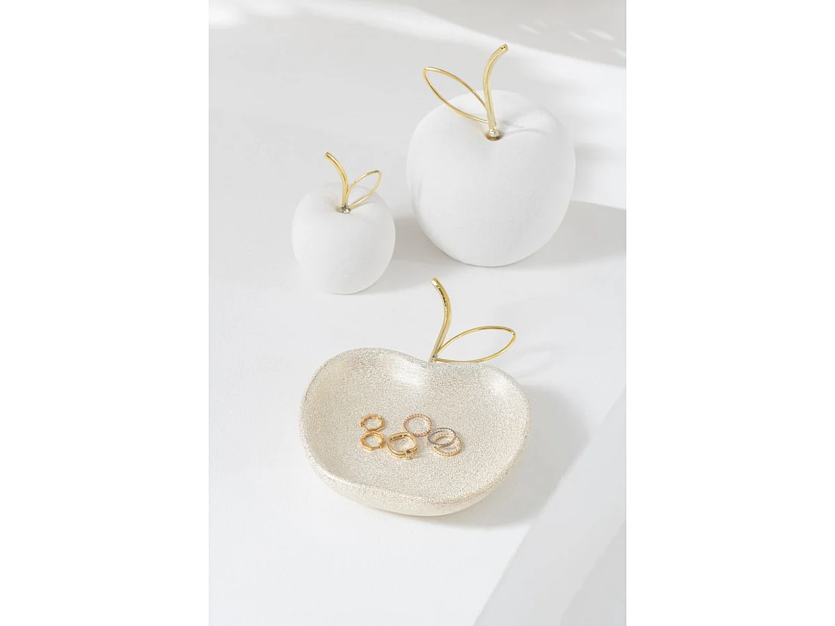 Lot de 3 Pommes Déco "Porcelaine" 15cm Blanc