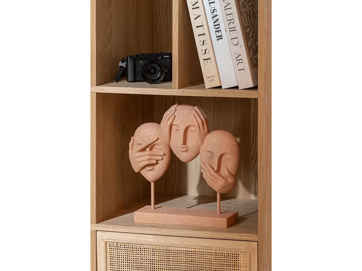 Statuette 3 Visages sur Socle "Morris" 30cm Terracotta