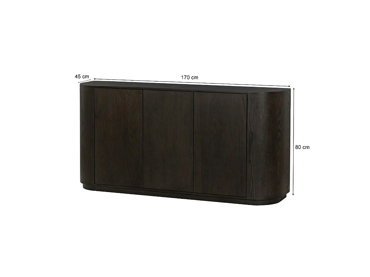 Buffet moderne 3 portes en chêne brun LOREN