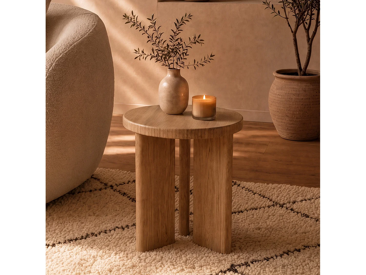 Tavolino rotondo in legno chiaro D40 cm - Néa