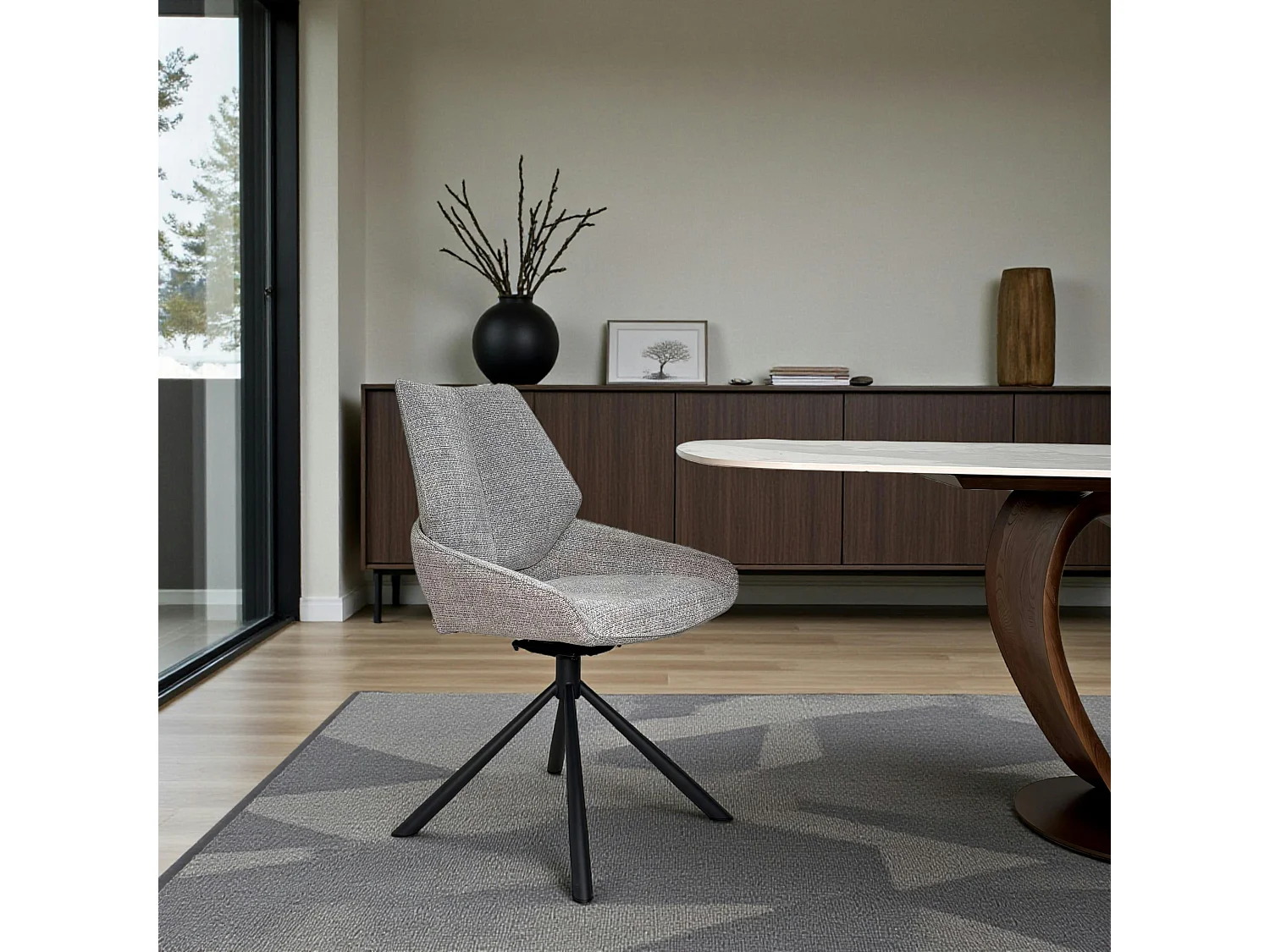 Chaise pivotante grise assise baquet (lot de 2) LIGURIE