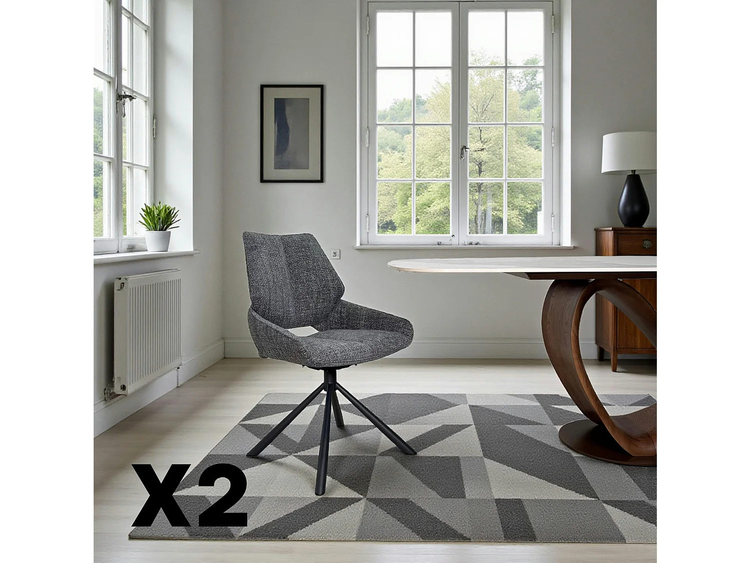 Chaise pivotante anthracite assise baquet (lot de 2) LIGURIE