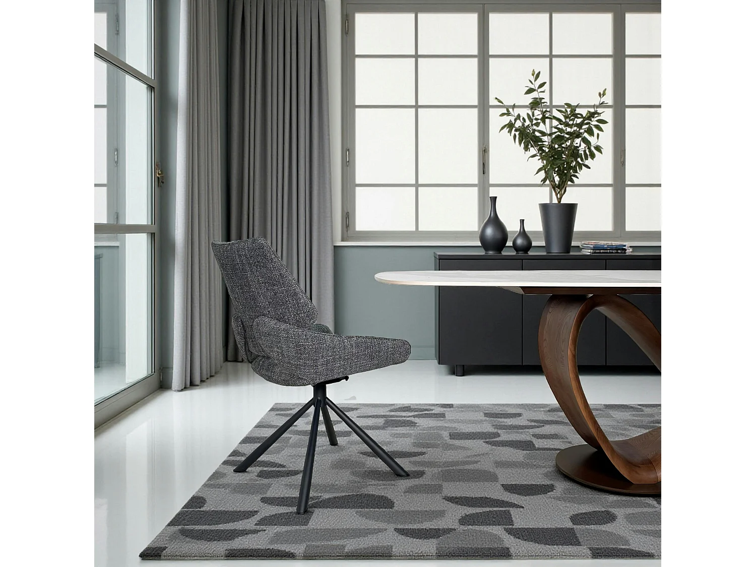 Chaise pivotante anthracite assise baquet (lot de 2) LIGURIE