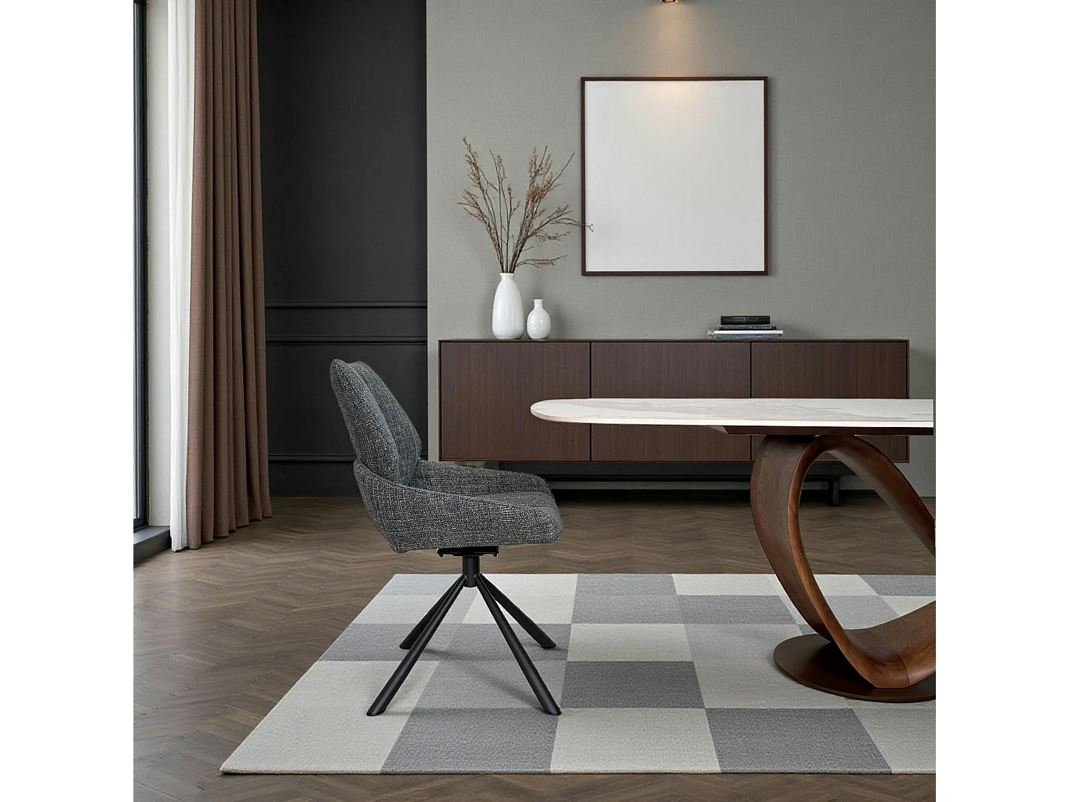Chaise pivotante anthracite assise baquet (lot de 2) LIGURIE